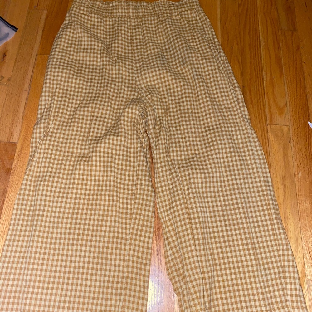 Plaid wide leg trousers